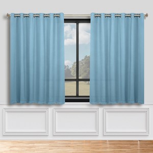 Classic Modern Solid Room Darkening Semi-Blackout Curtains, Grommets, Set of 2 by Blue Nile Mills - 1 of 4