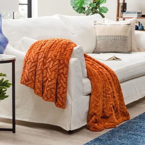 Chanasya Soft Cloud Faux Fur Throw Blanket Reversible Faux Shearling 50 X 65 Orange Target