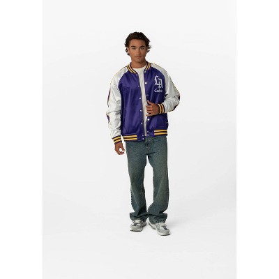 NBA Los Angeles Lakers Zip-Up Satin Bomber Jacket