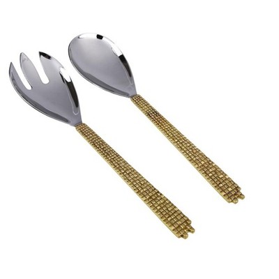 Classic Touch Set Of 2 Salad Servers With Mosaic Design - 12"L