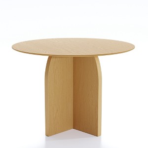 Lirago Arched Leg Round Natural Wood Dining Table 42" L x 42" W x 30" H - 1 of 4