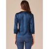 INSPIRE CHIC Women's V Neck 3/4 Sleeve Casual Office Work Satin Blouses - 4 of 4