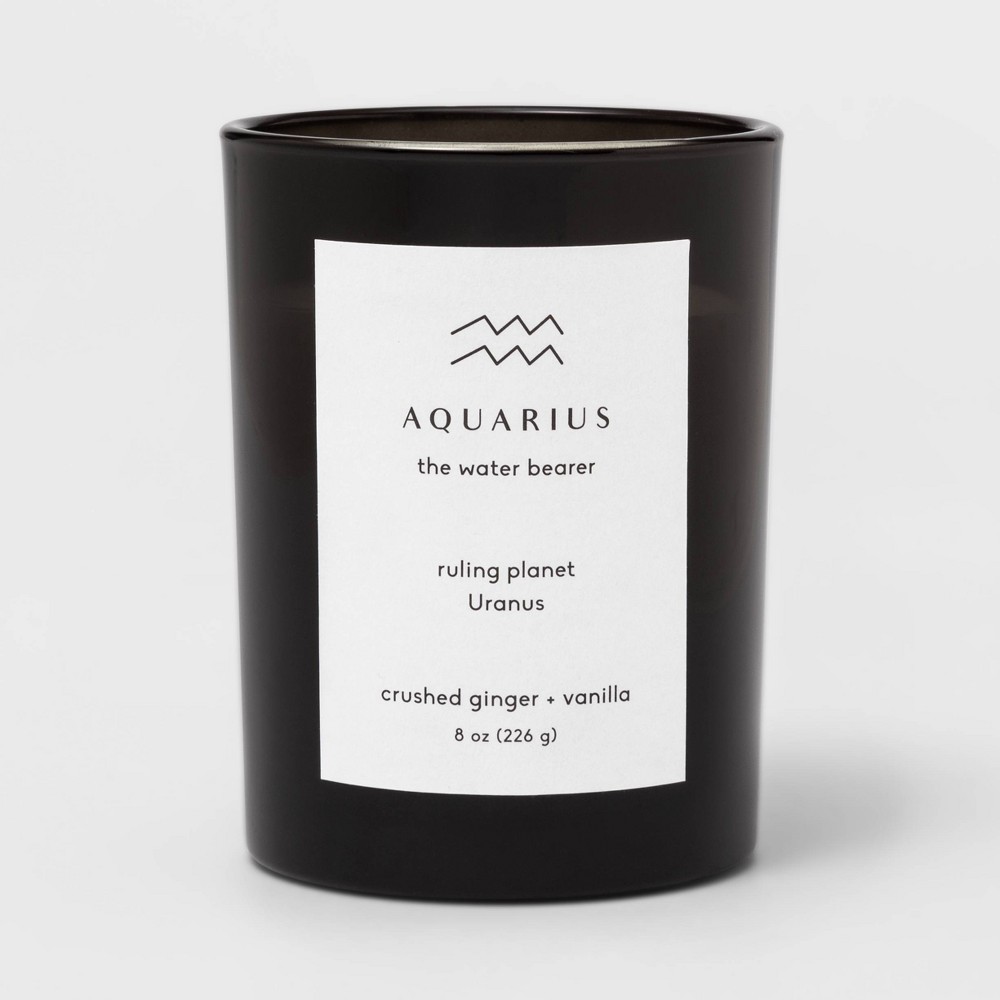 8oz Glass Jar Zodiac Aquarius Candle Black - Threshold™