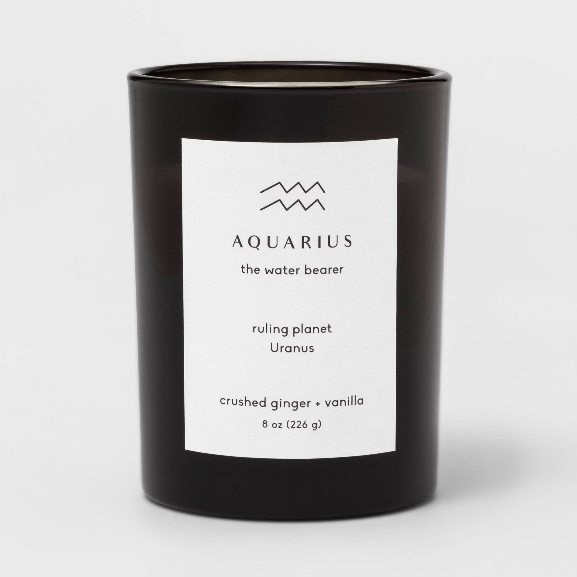 8oz Glass Jar Zodiac Aquarius Candle Black - Threshold™
