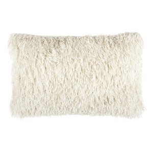 HomeRoots 14" X 24" Long Ivory Shag Throw Pillow - 1 of 4