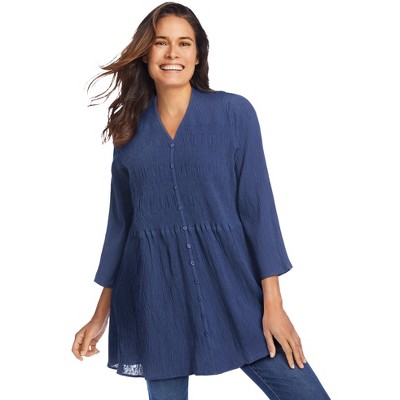 Woman Within Plus Size Smocked Blouse
