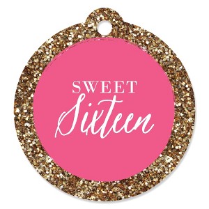 Big Dot of Happiness Chic 16th Birthday - Pink and Gold - Birthday Party Favor Gift Tags (Set of 20) - 1 of 4
