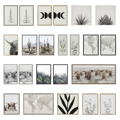 Large Natural Framed Highland Cow Canvas Print