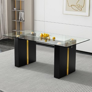 NicBex Dining Table 71" Modern Glass Rectangular Table with MDF Table Legs for Dining Room - 1 of 4