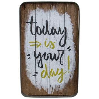 Tii Collections 15.75" Black and Yellow Metal Today is Your Day Hanging Sign