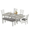 VECELO 6-Piece Wooden Dining Table Set, Extend Dining Table with 4 Armless Upholstered Dining Chairs & Bench for Kitchen, Gray - 2 of 4