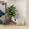 PawHut Stainless Steel Litter Box, XL Enclosed Cat Litter Box for Big Cats with High Side, Scoop, Easy Cleaning & Anti-Urine Leakage, Light Gray - 3 of 4