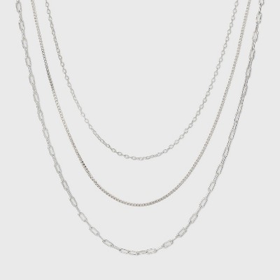 Paperclip Multi-Strand Chain Necklace in Gold Plated Silver