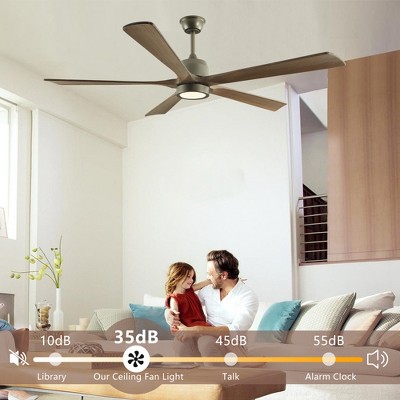 MAYEERTY 60" Modern Wood Ceiling Fan with Light and Remote Control