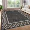Washable Area Rug Living Room Rugs Modern Bordered Soft Throw Carpet Low Pile Non Slip Checkered Bedroom Rug Geometric Carpet for Nursery - 2 of 4