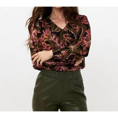 Women's Wo's Blouse V-neck Global Flower - ESQUALO