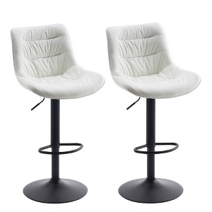 YOUNIKE Adjustable Swivel Counter Height Bar stools Set of 2 Modern Leather Island Barstools Seat Size 19.69"Wx15.75"Dx(22.83-32.28)"H - 1 of 4