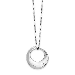 Black Bow Jewelry 20mm Twisted Circle Diamond Adj. Necklace in Rhodium Plated Silver - 1 of 4