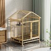 FURNIinspire Pet Crates and Houses, Large Cat Cage, Kennel Indoor Crate Large Exercise Place Ideal for 1-2 Cats, Yellow, 21.15"*27.55"*38.5" - 3 of 4