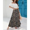 Women's Chiffon Boho Maxi Skirt - High Waist Tiered Pleated Floral A-Line Long Skirt Brown Floral - 2 of 4