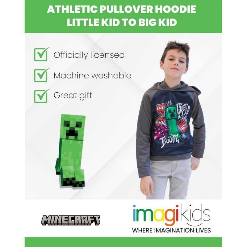 Minecraft Creeper Athletic Pullover Hoodie Little Kid to Big Kid, 3 of 8