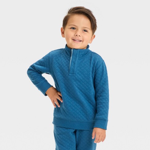 Toddler Boys Quilted Mock Neck Pullover Sweatshirt Cat Jack Blue 18m Target