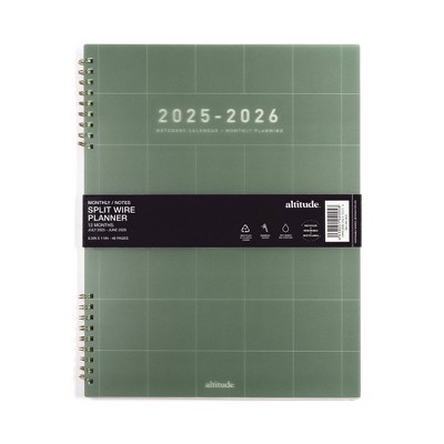 Altitude Undated Monthly Planner 8.5"x11" Dark Sage Grid
