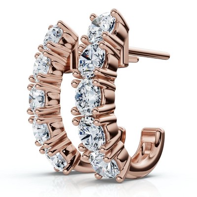 Pompeii3 1Ct Diamond Hoops Women's Earrings 10k Gold Lab Created EF/VS