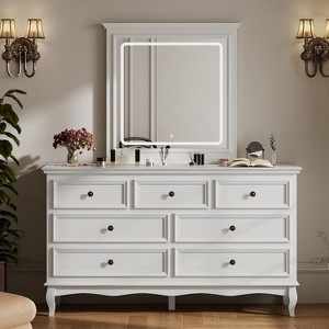 Heynemo  7 Drawer Dresser with Mirror, Large Chest of Drawers for Bedroom, Modern Wood Dresser with LED Mirror for Bedroom, Living Room, - 1 of 1