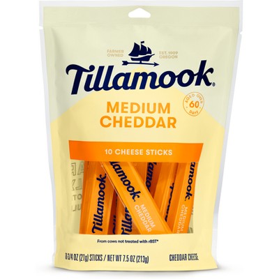 Tillamook Medium Cheddar Cheese Snacks - 7.5oz/10ct