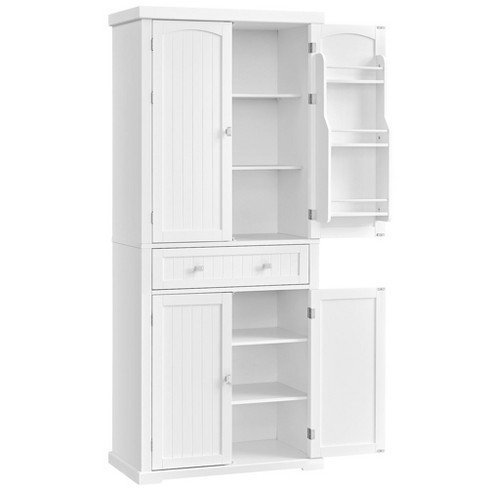 VASAGLE Tall Corner Cabinet, Bathroom Storage Cabinet with 2 Doors and 4  Adjustable Shelves, for Bathroom, Kitchen, Living Room, Modern Farmhouse  Design