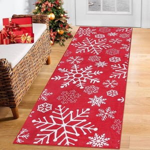 Christmas Snowflake Area Rug Non-Slip Decorative Indoor Rug, Non Shedding Low Pile Living Room Carpet - 1 of 4