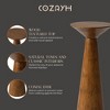 COZAYH Pedestal Tall Round Table for Living Rooms or Bedrooms, Walnut, Set of 2 - 4 of 4
