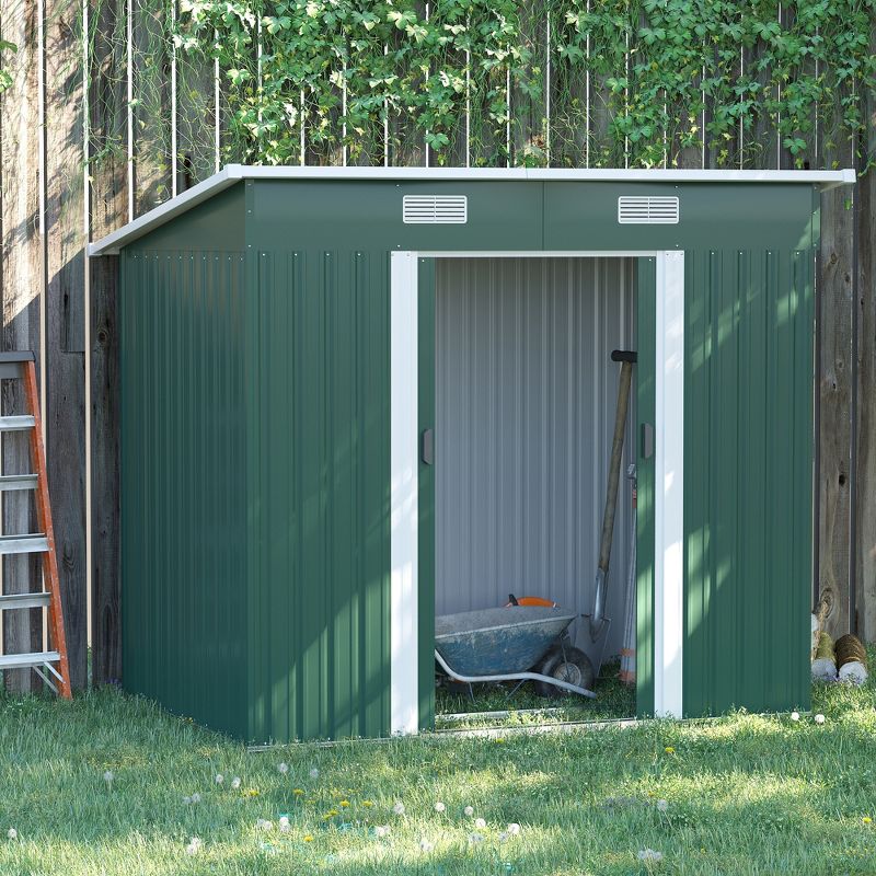 Outsunny Metal Garden Storage Shed Tool House with Sliding Door Spacious Layout & Durable Construction for Backyard, Patio, Lawn, 2 of 7