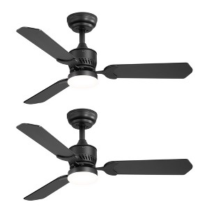 Airsurfer 42 Inch Black Wood Ceiling Fan, Quiet DC Motor Indoor Outdoor Ceiling Fans With Lights Remote Control - 1 of 4