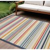 Ivory And Blue Striped Stain Resistant Indoor Outdoor Area Rug - 2 of 3