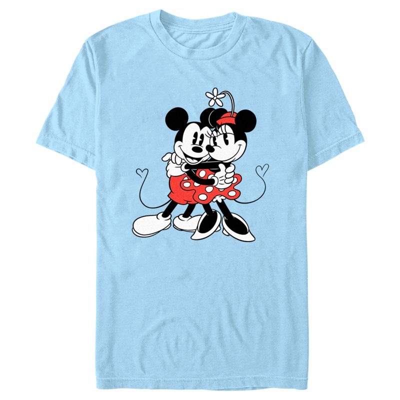 Men's Mickey & Friends Retro Minnie and Mickey Hug T-Shirt, 1 of 5