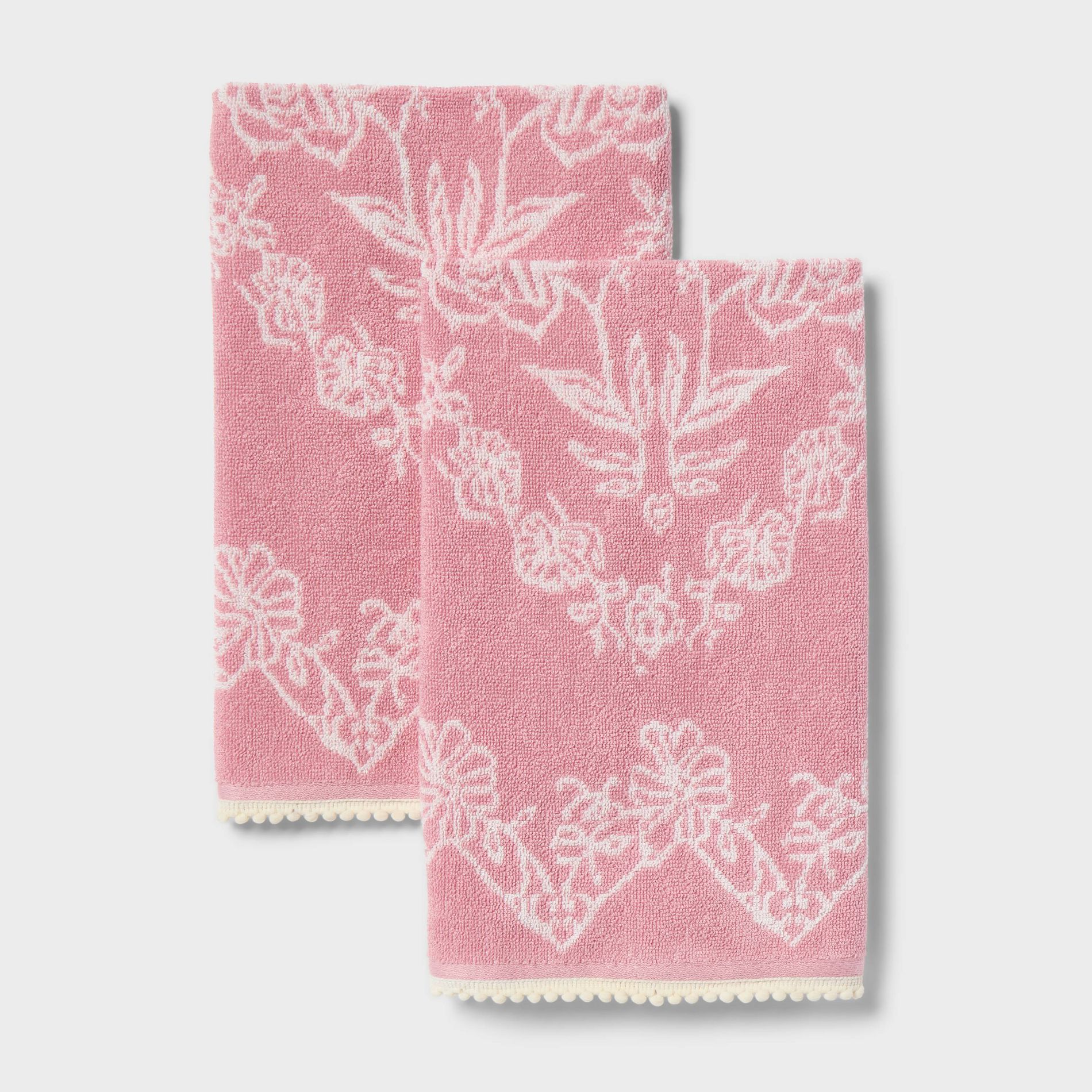 2pk Valentine's Day Lace Border Jacquard Hand Towel Set - Threshold™
