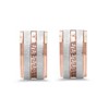 Steeltime Ladies 18k rose gold plated stainless steel huggie with greek key and stainless steel accent - 2 of 4