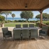 9 piece Outdoor Patio Wicker Dining Set Patio Wicker Furniture Dining Set Glass Top Grey Wicker + Black Cushion - 3 of 4