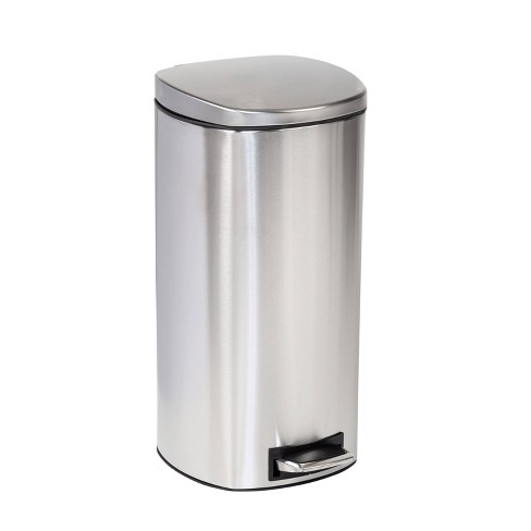 30 Gallon Stainless Steel Kitchen Trash Can, Open Top Garbage Cans