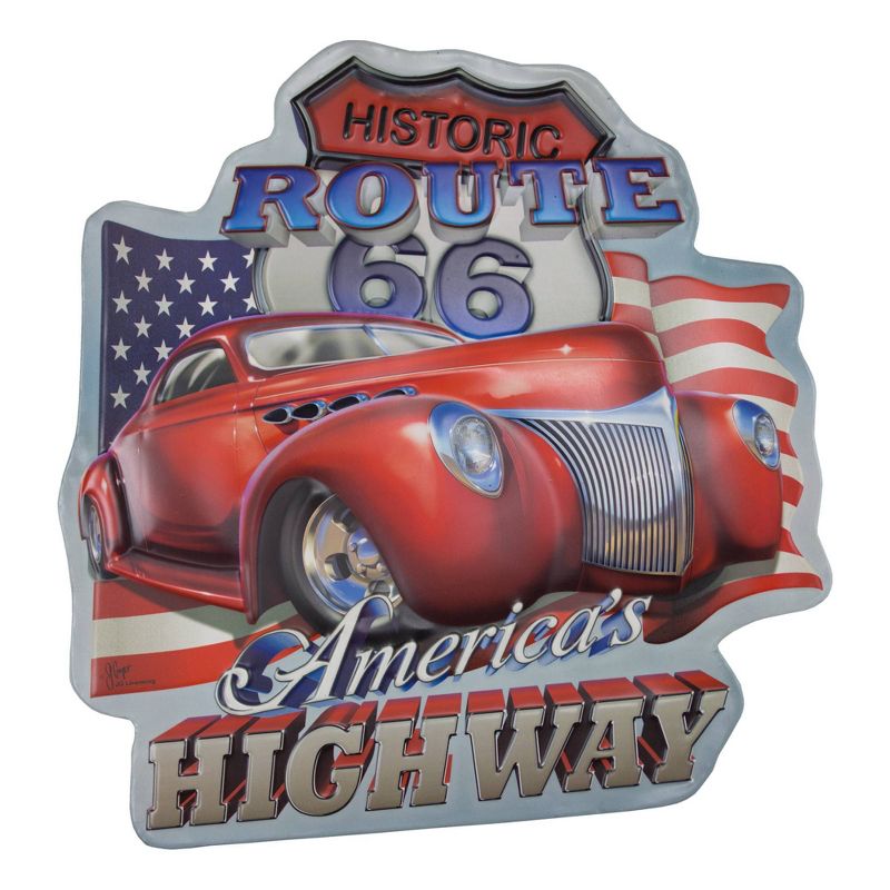 16&#34; x 16&#34; Historic Route 66 America&#39;s Highway Embossed Metal Sign Dark Blue/Red - American Art Decor, 6 of 7