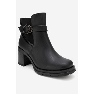 HEİLE - Black Buckle Block Heel Boot (Women) black cilt 6 Forever & Always Shoes US - 1 of 4