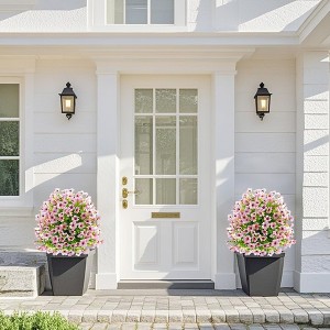 2-Pack Artificial Bushes with Ground Spikes, UV Resistant Fake Shrubs for Outdoor Garden, Realistic Fabric Plants for Porch Patio Decor - 1 of 4