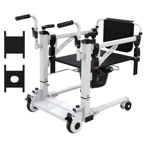 ODK Portable Patient Lift Transfer Chair with 180¡ã Split Seat & Potty, Multifunctional Bathroom Wheelchair & Elderly Bedside Commode Chair - 1 of 4