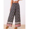 INSPIRE CHIC Women's Boho Pockets Floral Beach Elastic Waist Palazzo Wide Leg Trouser Pants - 4 of 4