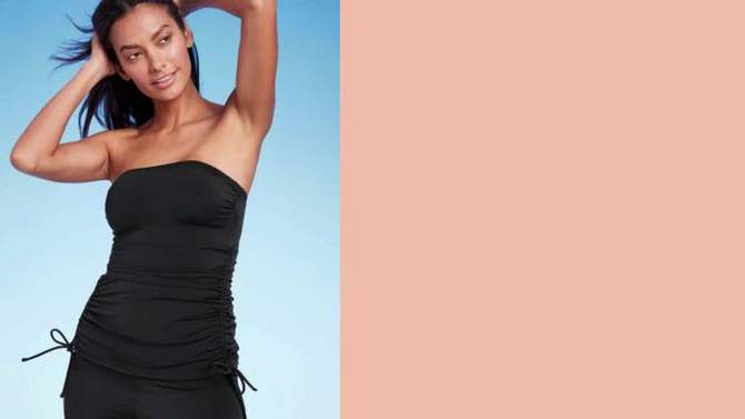 Women's Bandeau Side Tunneled Ties Tankini Top - Shade & Shore™ Black, 2 of 9, play video
