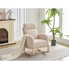 Faux Leather Nursery Glider Chair with Rubber Wood Legs – Rocking Accent Armchair for Living Room, Bedroom - 3 of 4