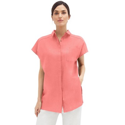 ellos Plus Size Linen-Blend Button Front Tunic