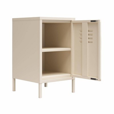 Parchment Metal Locker Style End Table with Storage